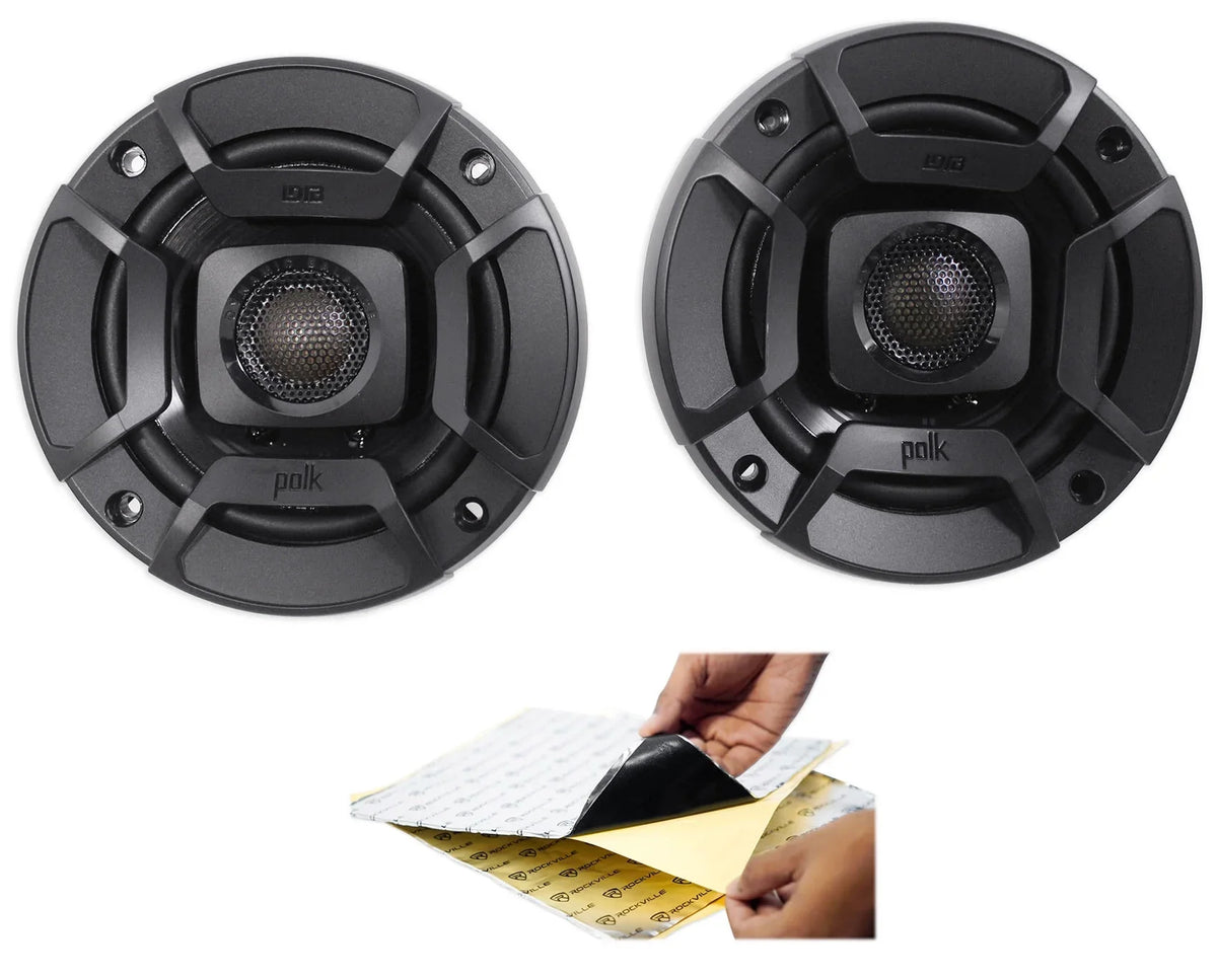 (2) Polk Audio DB402 4" 270 Watt Car Audio ATV/Motorcycle/ship Speakers+Rockmat